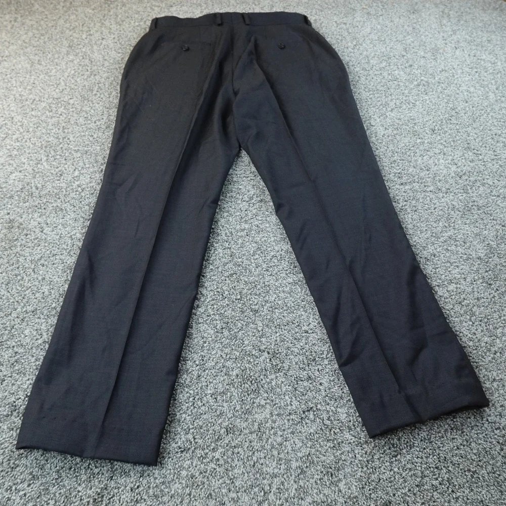 Coogi Pants Mens 38X31 Black Gray Wool Chino Trouser Dress Slacks Flat‎ Front